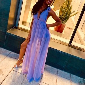 Purple maxi tie dress